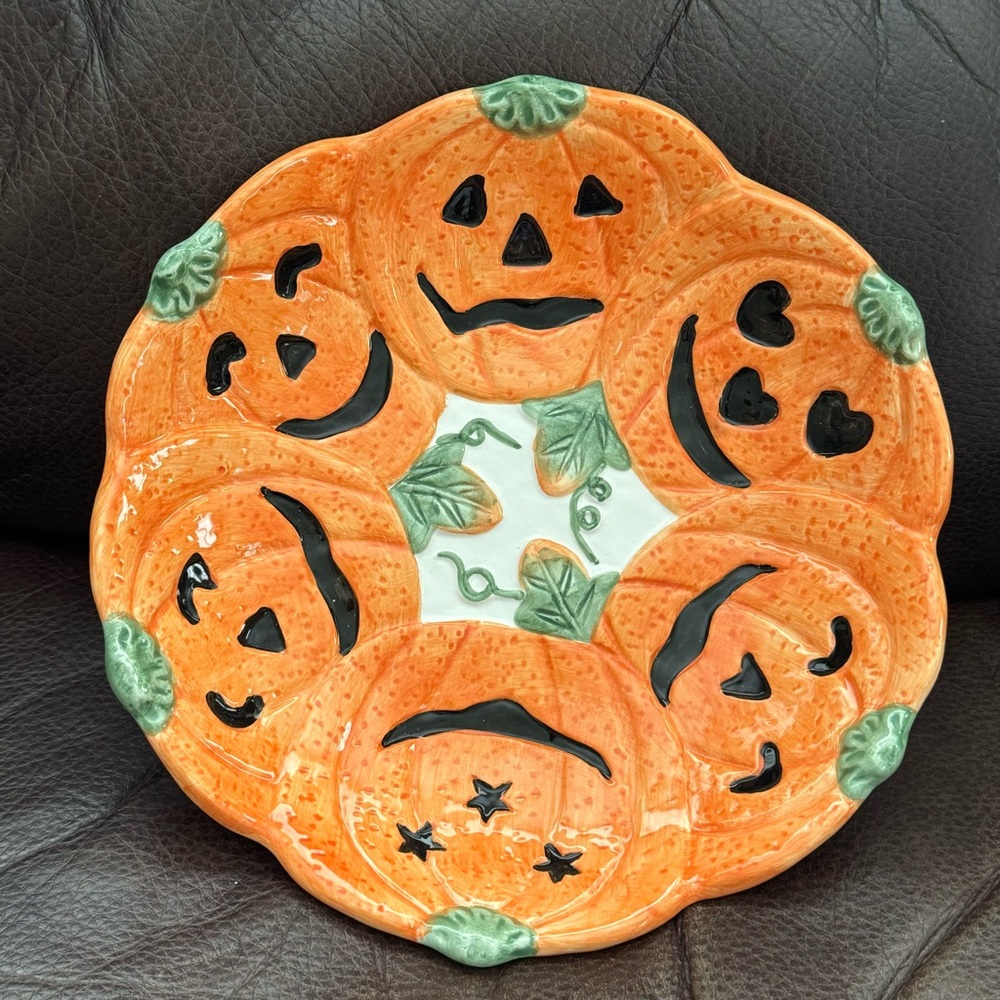 Halloween Pumpkin Cookie 9” Ceramic Serving Dish